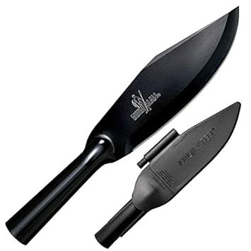 Cold Steel Messer Bushman, nicht-rostfreier HC-Stahl SK-5,, Korrosionsschutz, Kunststoffscheide, Feu