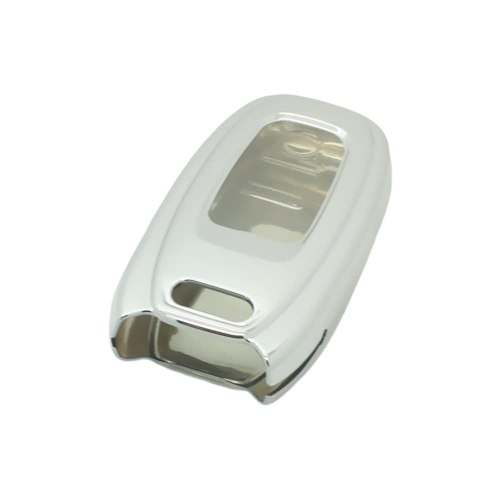 BROVACS Soft TPU Case Shell Cover Protector Holder Compatible with AUDI A4 A5 A6 A7 A8 Q5 S5 S6 S7 Smart Remote Key Fob 3 Button SV9850 Silver