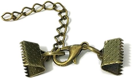 30pcs/lot Crimp Ends Beads Cover Lobster Clasps Jump Rings Cords End Caps (10mm Crimp, Bronze Plated)