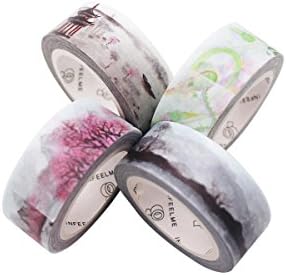 YUANXIA Washi Tape Set Decorative Diy Adhesive Paper Masking Tapes Writable Sticky 0.6 x 275 inch 4pack (4pack)