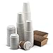 NYHI 100 Pack 10 oz White Paper Disposable Coffee Cups with Black Lids and Sleeves Hot Cold Beverage Drinking Cup for Water Juice Espresso Tea Ideal for Water Coolers Party