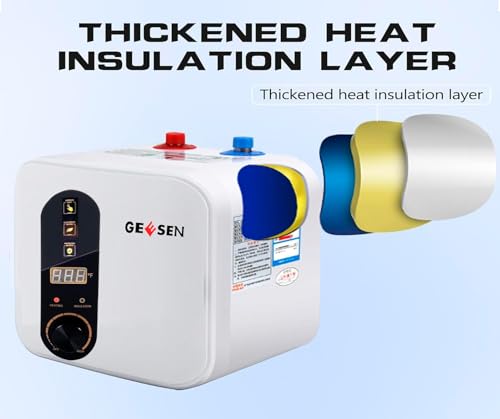 GEESEN Electric Hot Water Heater 120V Small Compact Tank Storage,Rv Tr 3.5 Gallon Trailer 1.5KW Kitchen Instant Under Sink Counter Cupboard, RV 1 PCs 16” Long 1/2”FIP Stainless Steel Water Hose