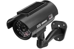 Solar Powered Dummy Security Camera, Outdoor Waterproof Anti-Theft Simulation Monitor with LED Red Flashing Light