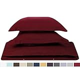 Duvet Cover for a Duvet Insert Comforter, Queen Size, Burgundy Red Solid Color, 100% Double Brushed Microfiber Fabric 1800 Series Luxury Bedding Collection, Hypoallergenic, Most Cozy Comfortable Bedroom Set on Amazon, Basic 3-Piece Set Includes Silky Soft Duvet Cover with Pillow Shams, Supreme Quality Bed Linen Sale by Nestl Bedding