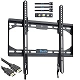 RENTLIV TV Wall Mount Tilting Bracket Low Profile for Most 23-55 inch TVs, up to VESA 400 x 400 mm and 110 LBS. Weight Capacity, fits 16" Wood Studs - Bonus Bubble Level, HDMI Cable, Cable Ties