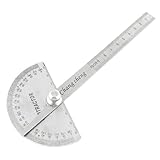 Stainless Steel Rotating 180 Degree Measure Protractor Metric Ruler