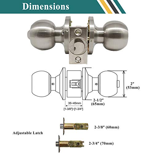 Probrico Satin Nickel Entry Door Knobs Combo Pack, 6 Pack Keyed Alike