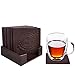 Drink Coasters,PU Leather Coasters for Drinks Glasses Set of 6 with Holder-Protect Furniture From Water Marks(Coffee)