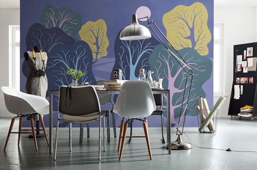 Komar Vlies Fototapete - Purple Nights - Größe 350 x 250 cm - Tapete, Wanddekoration, Wohnzimmer, Schlafzimmer, Büro