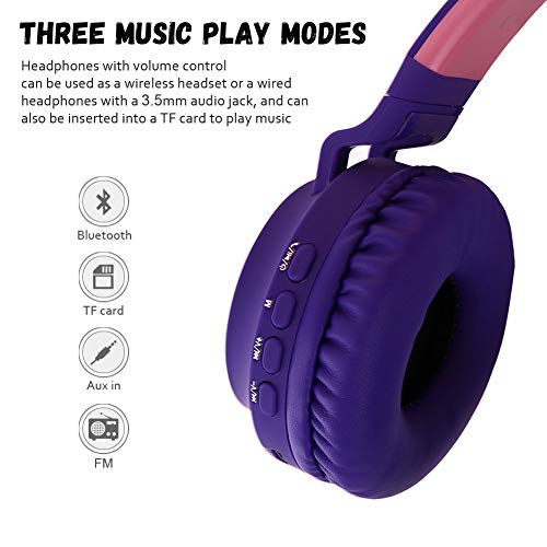 Luckyu Kids Bluetooth 5.0 Cat Ear Headphones Foldable OnEar Stereo