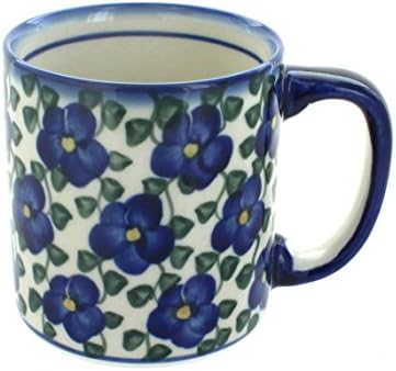 Blue Rose Polish Pottery Violets Coffee Mug