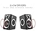 RECCAZR Computer Speakers with Surround Sound 2.0CH USB Wired Powered Multimedia Speaker for Desktop/TV/PC/Laptops/Smart Phone Built-in Four Loudspeaker Diaphragm (Gray)
