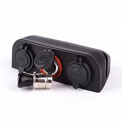 Iztoss 12-24V Two Marine Cigarette Lighter Splitter Power Adaptor Sockets and usb charger - Thumbnail 3