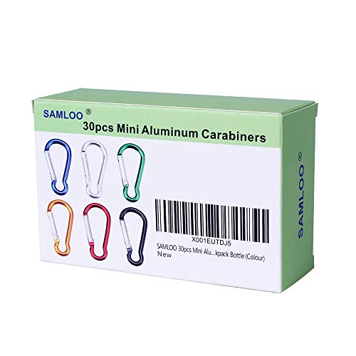 SAMLOO 30pcs Mini Aluminum Carabiner Spring Clip Hook Keychain for Camping Hiking Fishing Traveling Backpack Bottle (Colour)