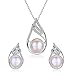 Stunning Flawless Pearl Stud Earrings & Silver Chain Pendant Set| Impeccable Quality Natural, Flawless Freshwater Pearl & 925 Sterling Silver| The Most Unique Fashion Jewelry Set (2 | Pink Pearls)