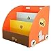 labebe Orange Pine Wood Kid Bookshelf with Wheels, Rustic Modern Style, Unisex, Portable Book Storage
