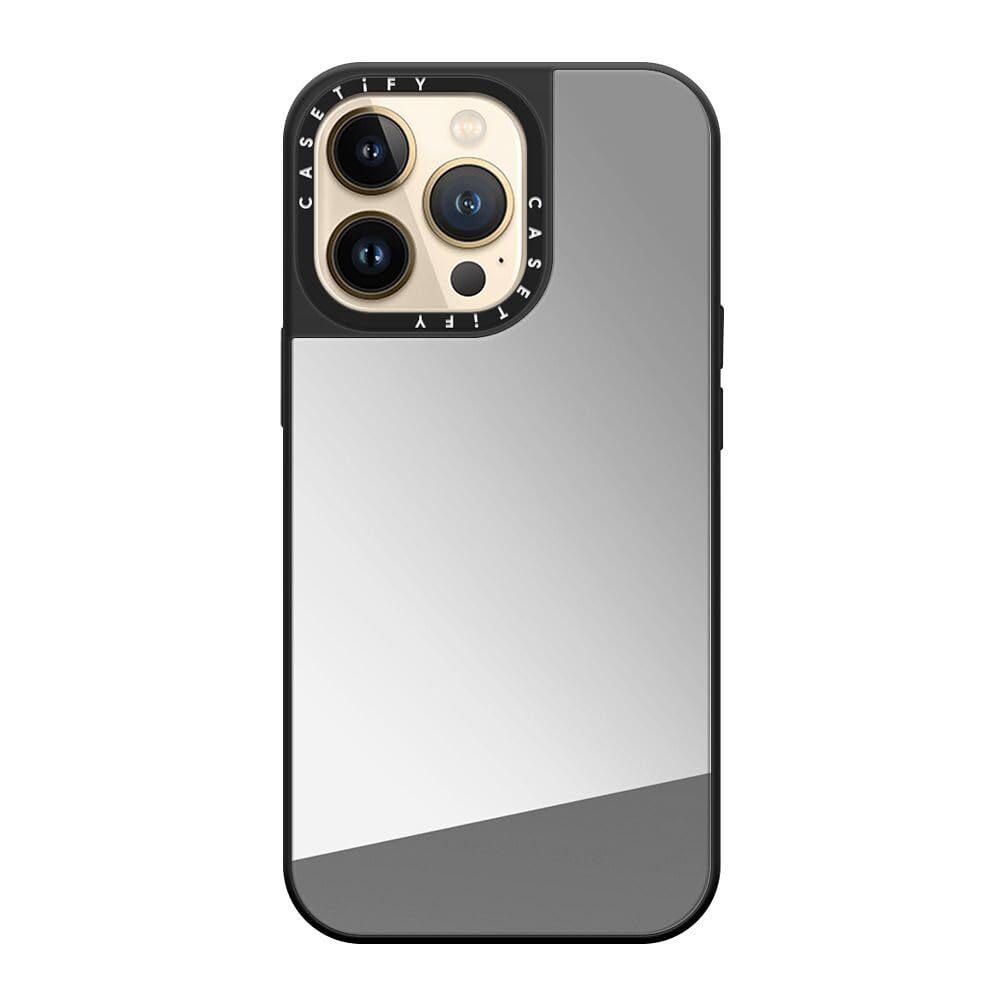 CASETiFY Mirror iPhone 13 Pro Case [Reflective / 4.9ft Drop Protection/Compatible with Magsafe] - Silver On Black