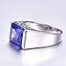 BONLAVIE 10ct Men's Tanzanite Ring/Mens Peridot Ring 8 * 12mm Square-Cut Created Mens Sapphire Ring 925 Sterling Silver Mens Ring Engagement Wedding Bands Ring Size 6-14