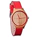 Luno Wear Red Hana, Women's Wood Watch, Bamboo, Genuie Leather