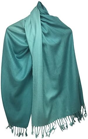 Xelitem Silk Pashmina Shaded Large Scarf Shawl Wrap (Light blue shade)
