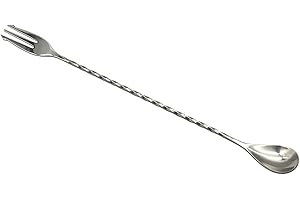 QHHVAIT Bar Spoon with Fork End Long Handle Cocktail Spoon Double Head Cocktail Mixing Stirrer Bartenders Tool
