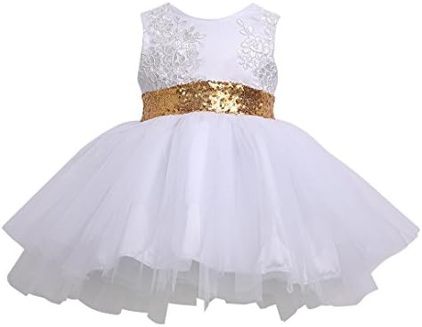 Newborn Toddler Baby Girls Sequins Bowknot Floral Princess Dresses (3 Years, White)