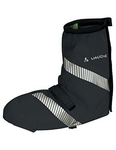 VAUDE Luminum Bike Gaiter - Waterproof Shoe Cover with Reflective Elements - Breathable Cycling Overshoes with full length velcro closure - Black - Size 40 - 43