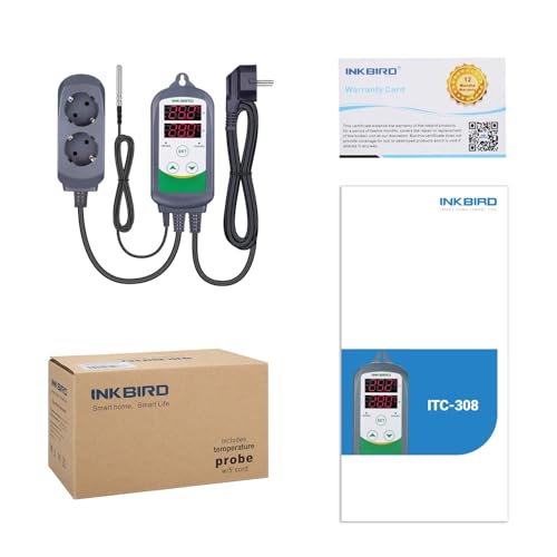 Inkbird ITC-308 220 V Digital Temperature Controller Thermostat Control with Heating and Cooling for Homebrew, Breeding, Greenhouse