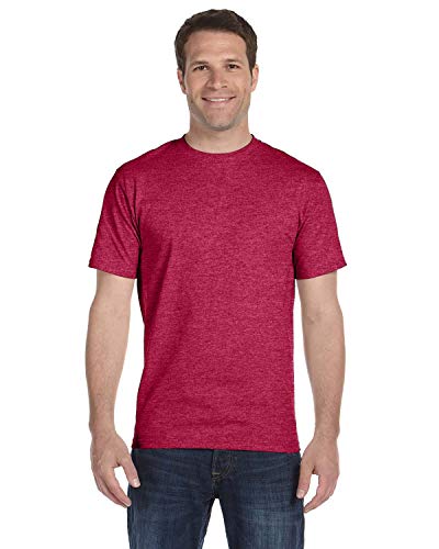 Hanes Lay-Flat Tag-Free Crewneck Beefy T-Shirt, Heather RED, X-Large