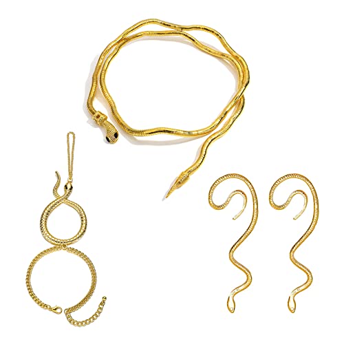 KURTCB Bendable Snake Necklace Medusa Costume Earrings Bracelet Jewelry Set at Amazon