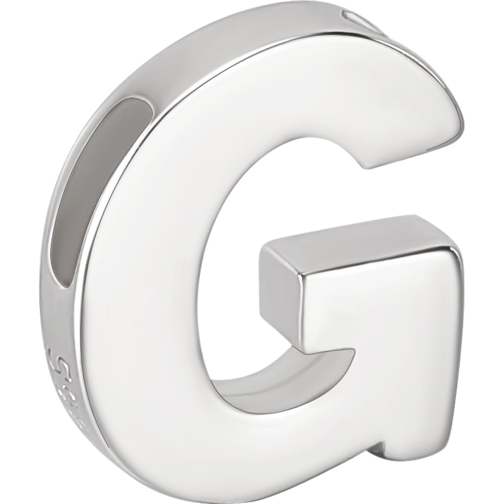 Beebeecraft Letter Bead Letter-G Sterling Silver Capital Letter Alphabet Bead Initial Necklace Bracelet Pendant Charm for Jewelry Making