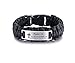 LF Mens Stainless Steel Psalm 23 Bible Verse Outdoor Black Rope Paracord Survival Bracelet,Christ Cross Bible Quote Scripture Cuff Bracelets for Adult Outdoor Hiking Camping Hunting Activities