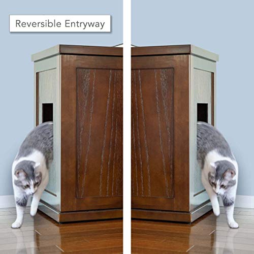 THE REFINED FELINE Cat Litter Box Enclosure Modern, Mahogany