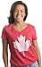 Ann Arbor T-shirt Co. Canada Pride | Vintage Style, Retro Canadian Maple Leaf Women's V-Neck T-Shirt-(Vneck, M) Heather Red