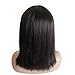 Brazilian Human Hair Bob Wigs with Bangs Yaki Machine Made Glueless Short Wigs with Wood comb and Wig Cap (12 Inch, Natural Color） (#1b jet off black)