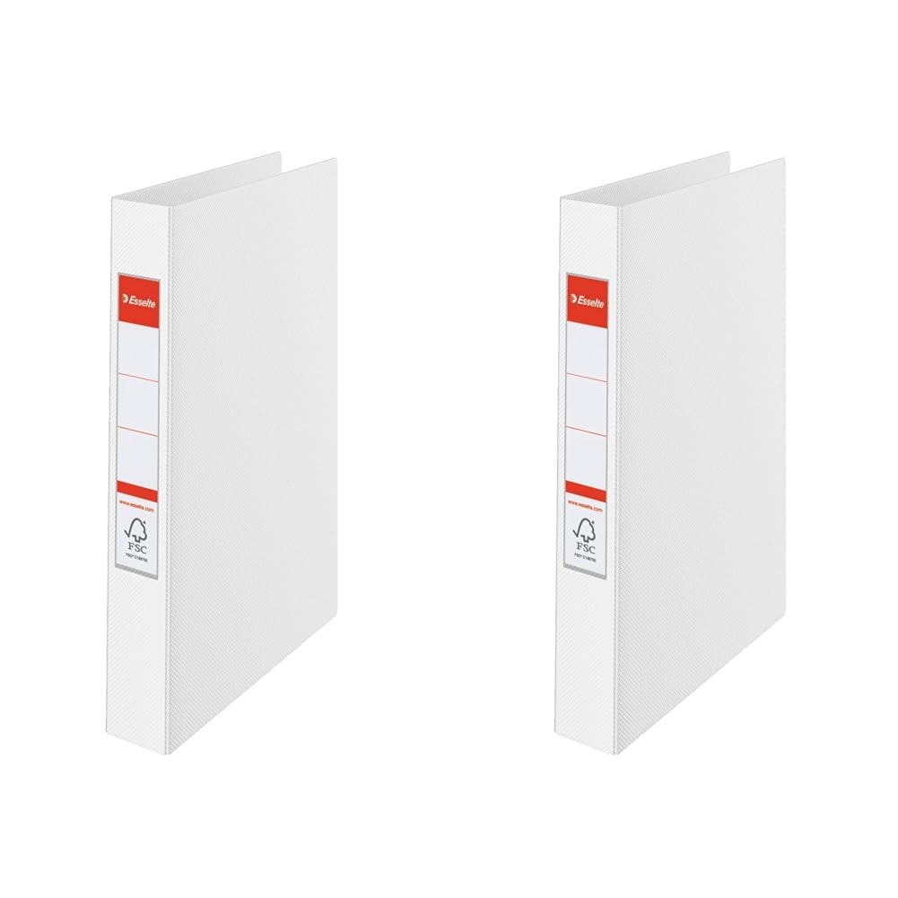 Esselte 2 Ring Binder, PP, Holds up to 190 Sheets, Vivida Range, 42 mm Spine, 14449 - A4, White (Pack of 2) — image 1