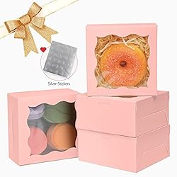 Pink Bakery Boxes with Window 4x4x2.5 inches Small