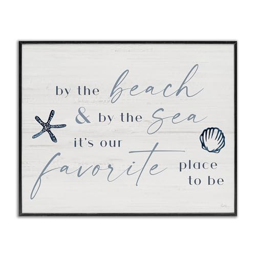 Stupell Industries Beach & Sea Favorite Place To Be Black Framed Giclee Art Des…