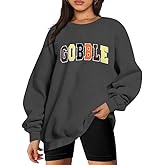 Thanksgiving Sweatshirt Womens Chenille Gobble Shirt Colorful Letter Print Pullover Sweaters Long Sleeve Crewneck Fall Tops