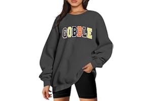 VILOVE Thanksgiving Sweatshirt Womens Chenille Gobble Shirt Colorful Letter Print Pullover Sweaters Long Sleeve Crewneck Fall Tops