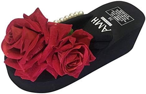 Sonnena Women Sandals Slipper,Ladies Girls Hand-Made Floral Wedges Flip Flops Sandals Slippers Beach Shoes