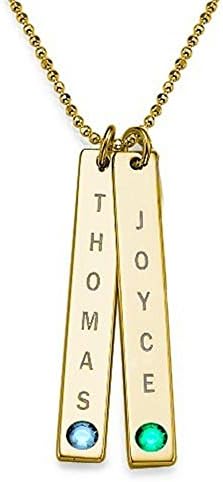 Customized Necklace Custom 2 Vertical Bar Necklace Lovers Gift Christmas Gift