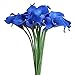 Luyue 20pcs Calla Lily Artificial Royal Blue Flowers Fake Real Touch Latex Flowers for Home Kitchen Wedding Decoration