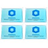 Reusable Hot Cold Packs - Set of 4 Microwaveable Hot Packs or Ice Cold Compress for Pain Relief, Injuries, Arthritis, Cramps, Bruises, or First Aid - Blue 5x7 Gel Packs