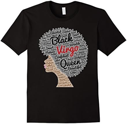 Mens Virgo Zodiac Birthday Afro T-Shirt for Black Women Medium Black