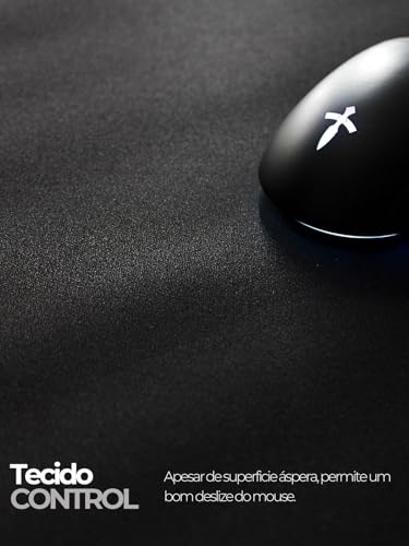 Mouse Pad Gamer Control Profissional 49x42 Deskpad Hexágono Branco Preto Liso Ergonômico - Titorion (Preto)