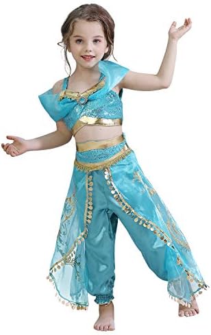 HNXDYY Princess Girls Party Carnival Aladdin Cosplay Sequin Costume