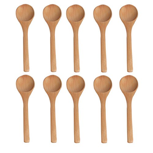 Freedi Wooden Spoons Small Condiment Spoon Honey Coffee Tea Seasoning Sugar Salt Jam Mustard Ice Cream Soup Spoons Tableware Kitchen Utensils Tools 14.5 x 3.6cm,Pack of 10 Pcs - Thumbnail 5