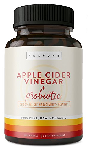 1500mg Organic Apple Cider Vinegar Capsules with Probiotic, Raw 100% Pure Cider Pills for Weight Loss, Digestion, Cleansing and Detox Support, 120 Vegetarian Capsules