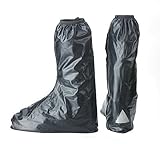 Fasmov Waterproof Anti Slip Motorcycle Biker Rain Boot Shoe Covers,Black ((Euro 42-43/US 8-8.5))